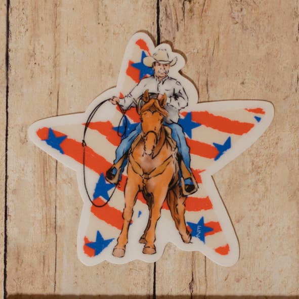 Patriotisk cowboy klistermärke för wholesale av Western Rose Studios