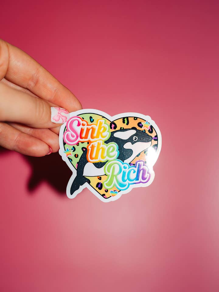 Adesivo "Affonda i Ricchi", Atmosfera Lisa Frank, Giustizia Sociale per la vendita all'ingrosso da parte di ShopSourSweetener