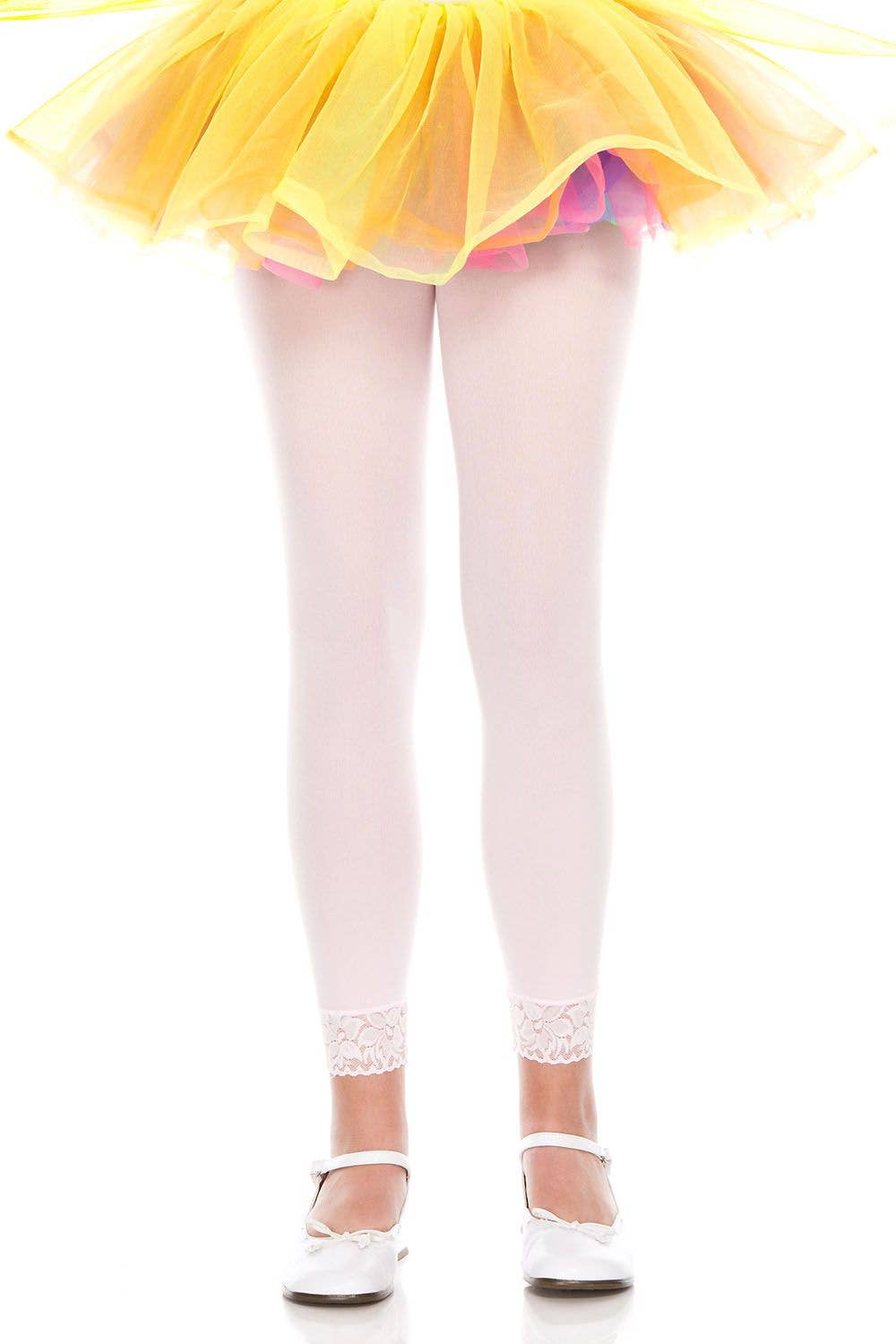 Lingerie Mart – Engroshandel Modeleggings – Børn – Music Legs til piger uigennemsigtige leggings med blondekant ML2754