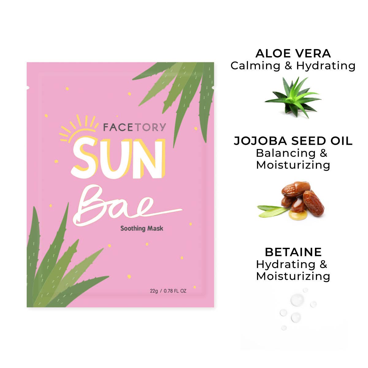 FaceTory - Wholesale Skincare Face Mask - Sheet Face Mask - Korean Beauty - Soothing Aloe - Sun Bae1