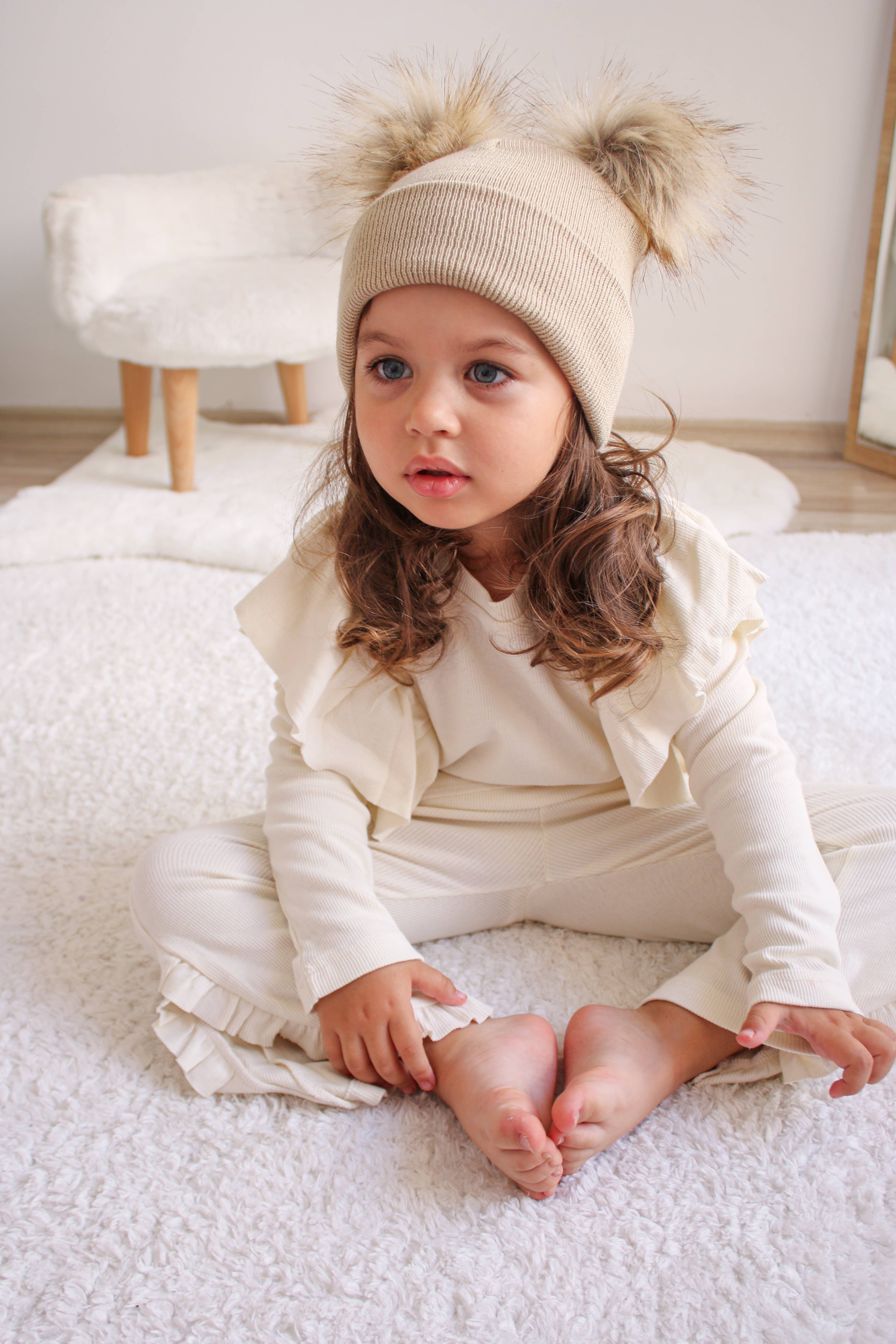 Himmelberg Baby - Wholesale Beanie - Kids - Beige Pom Pom Baby/Kid's Beanie, Newborn to 8 Years, Unisex15