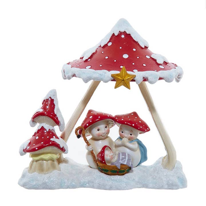 Merry Little Mushroom Nativity Table Piece for wholesale by Kurt S. Adler, Inc.