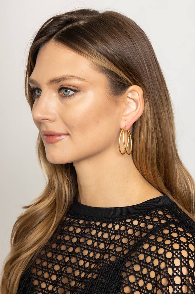 Hana - Wholesale Hoop Earrings - 14K Gold Dipped Omega Closure Hoop2