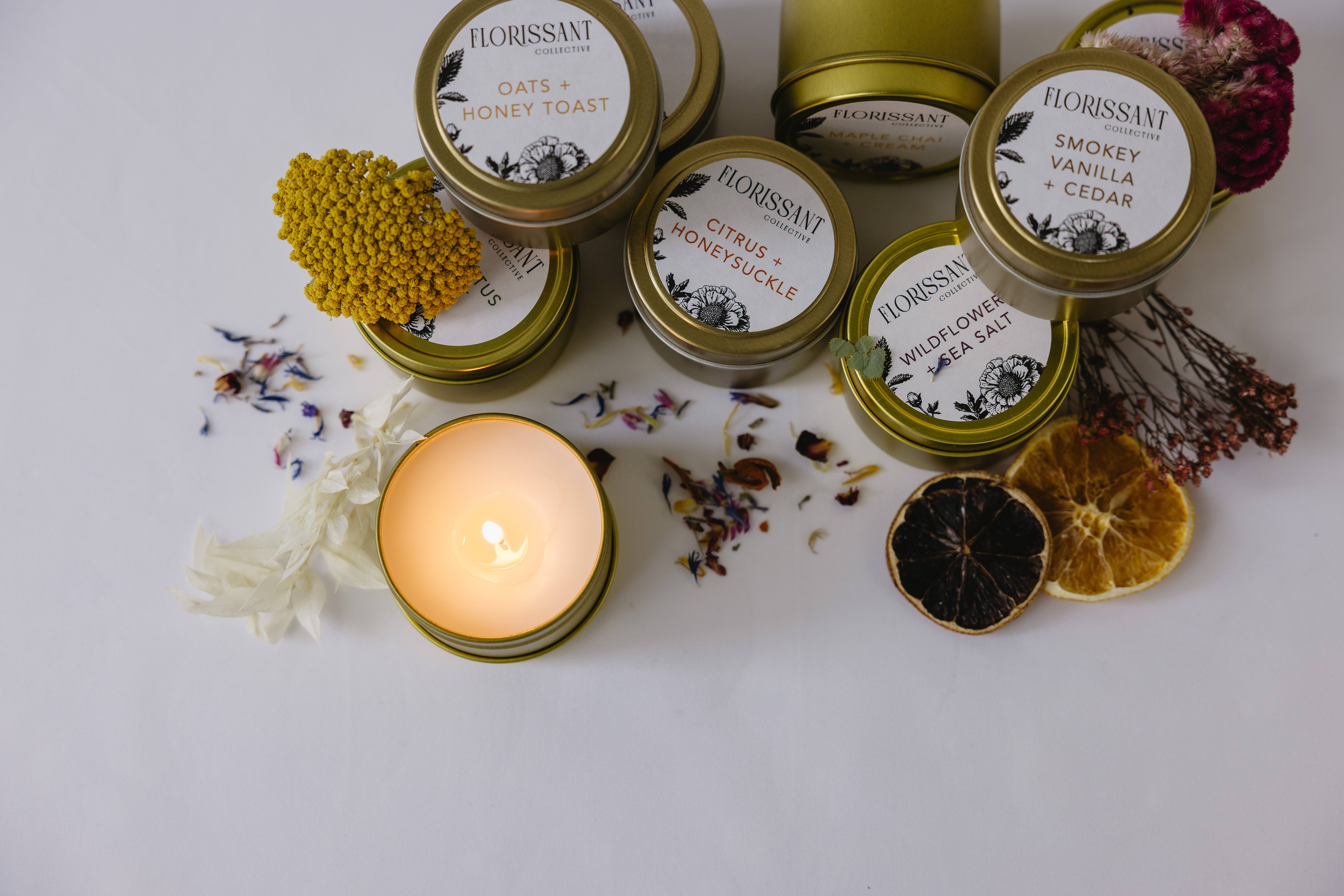 Florissant Collective - Wholesale Jar/Filled Candle - Butter Caramel + Cider Candle Tin5