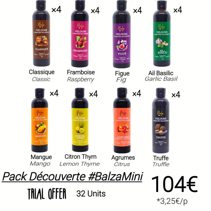 Pack Découverte #BalzaMini -32Crèmes de Vinaigre Balsamique pour la vente par Atelier du Sel Camargue