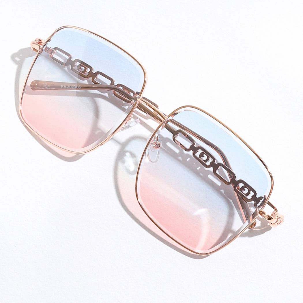 12 CORES SORTIDAS Óculos de sol em forma de corrente de lentes coloridas com armação fina para venda a revendedores na Faire10