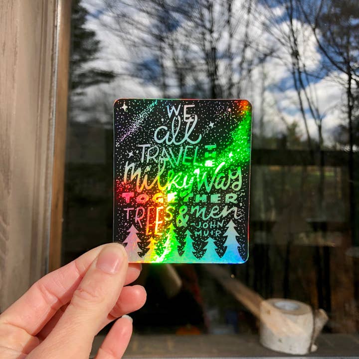 Wander On Words - Wholesale Sticker - Hand-Lettered Milky Way Muir Inspirational Holographic2