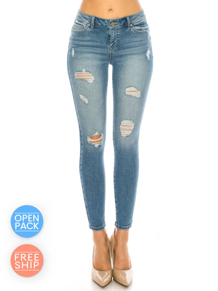 OPEN PACK Distressed Ankle Skinny Jeans WEP3127  for wholesale by ENJEAN
