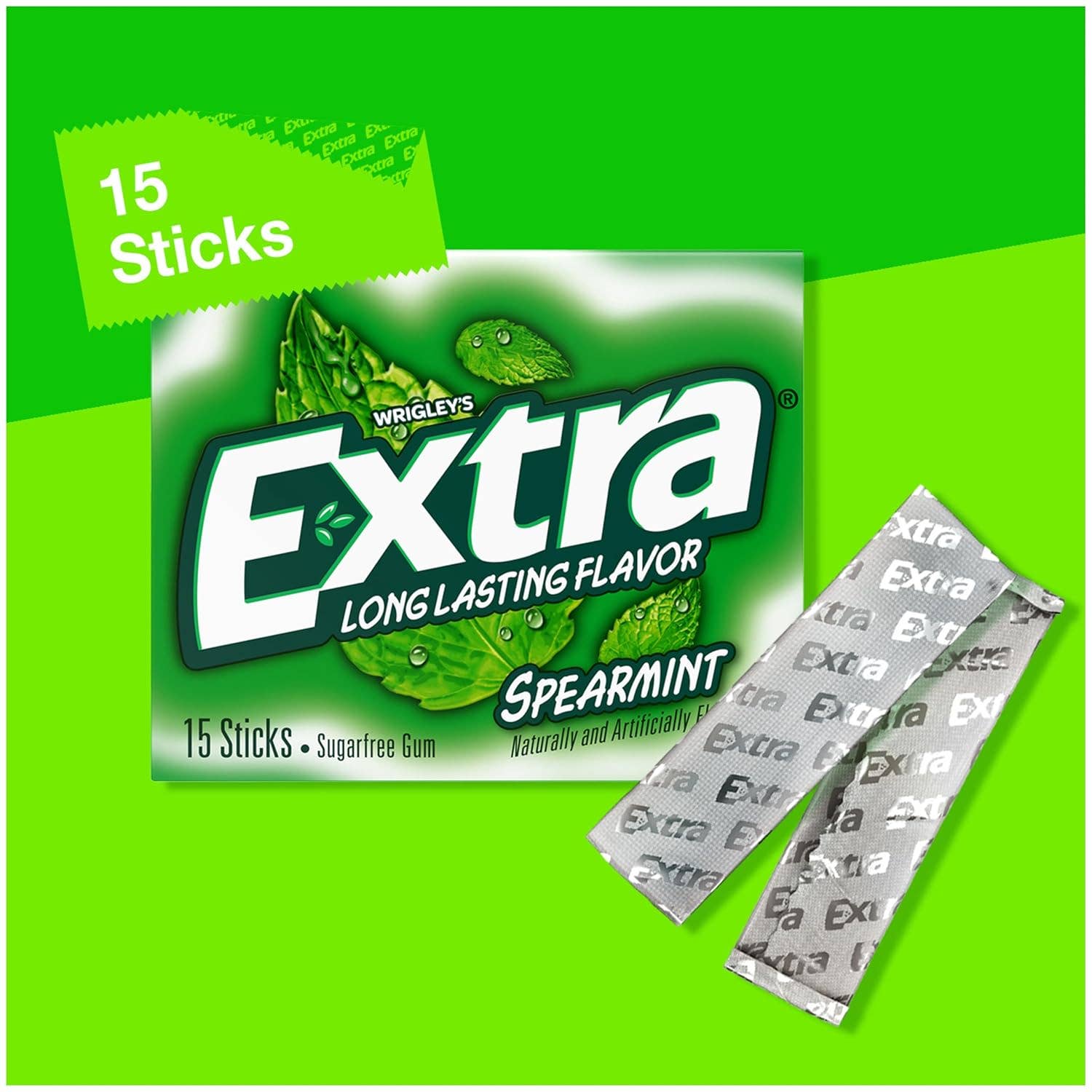 Snacky Candy - Wholesale Chewing Gum - Extra Gum Slim Pack Spearmint 15 stick 10 packs3