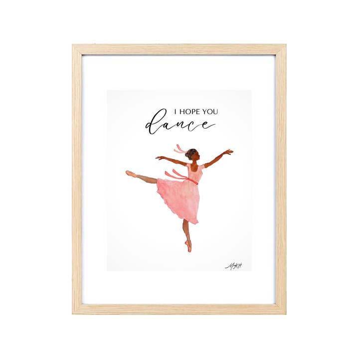 I Hope You Dance Pink Ballerina Girls Bedroom Art Print for wholesale by Generosity Co.