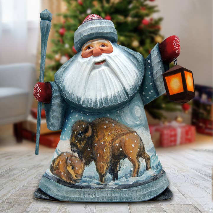 Handmålad träsnidad Buffelfader Frost Statyett för wholesale av G DeBrekht