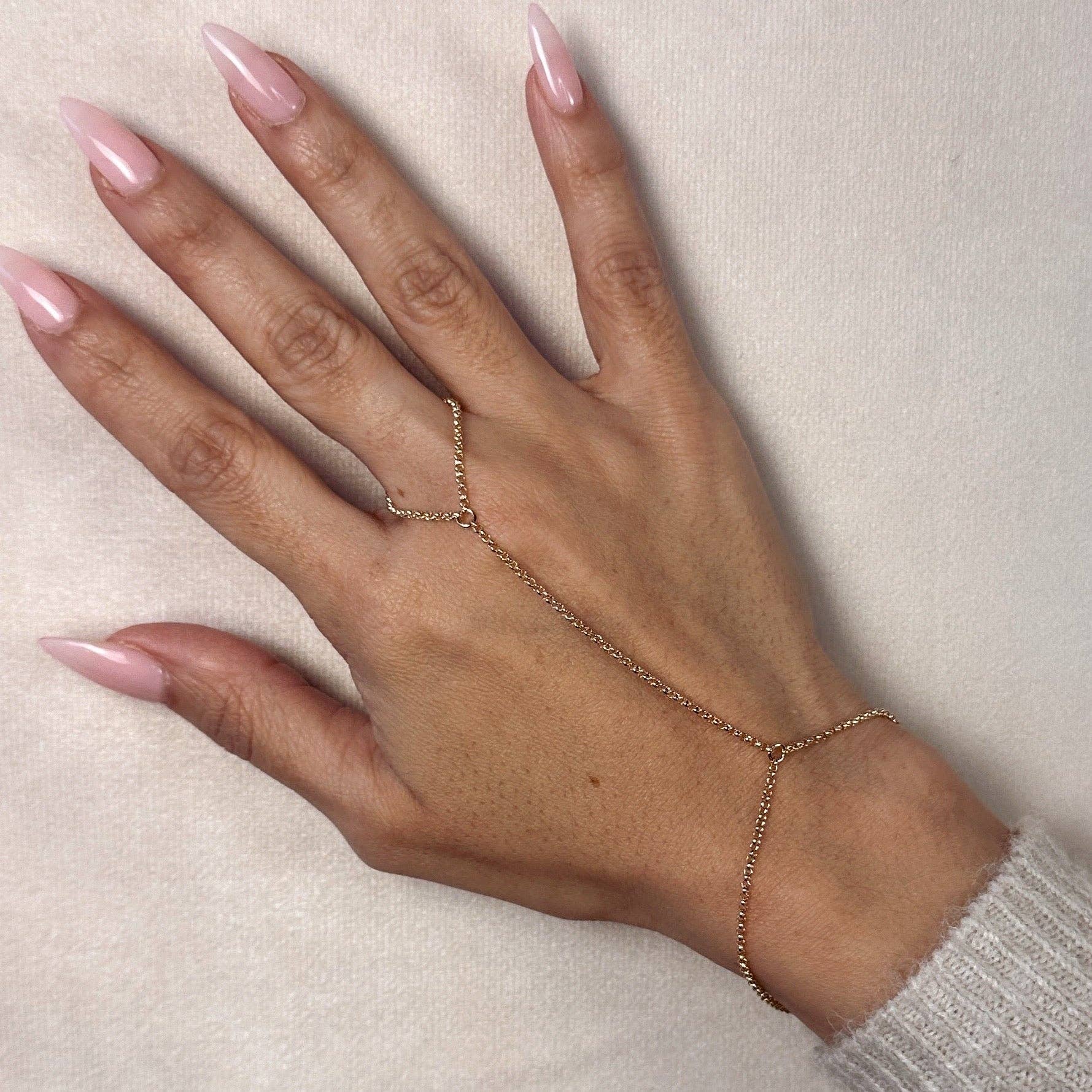 GoldFi - Wholesale Link & Chain Bracelet - 18k Gold Filled Plain Hand Chain3