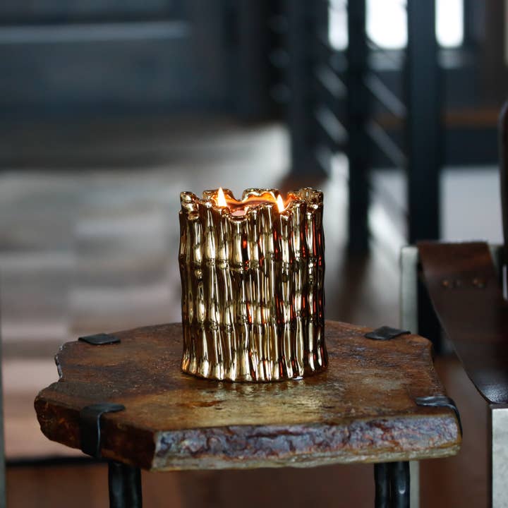 Thompson Ferrier - Wholesale Jar/Filled Candle - Gold Bamboo Perfumed Candle - Champagne Rose