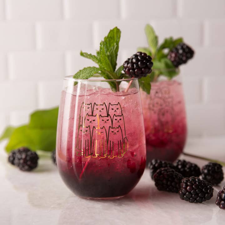 Counter Couture - Wholesale Wine glass - Cat Stemless Wine Glass - Gold Print4