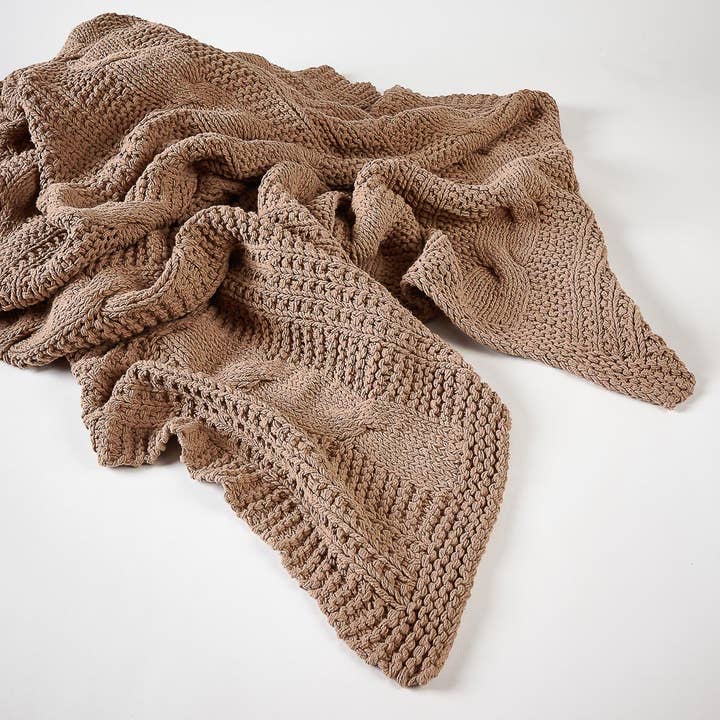 Heirloom Hand Knitted Throw - Clay for wholesale on Faire