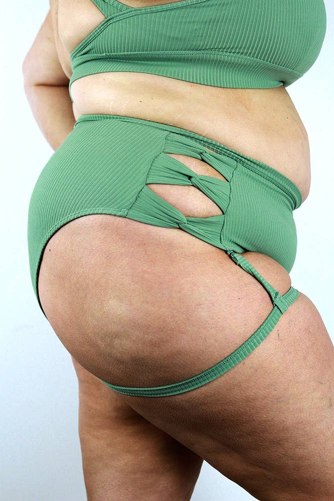 Sasha Mid Waist Garter Short - Sage Green for wholesale on Faire11