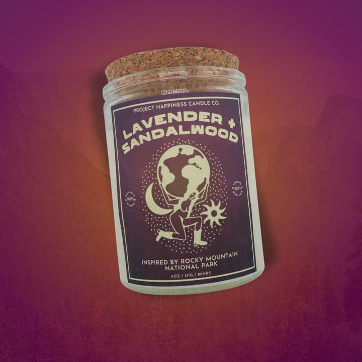 Project Happiness Candle Co. - Wholesale Jar/Filled Candle - Lavender and Sandalwood Soy Candle - Rocky Mountain 11oz3