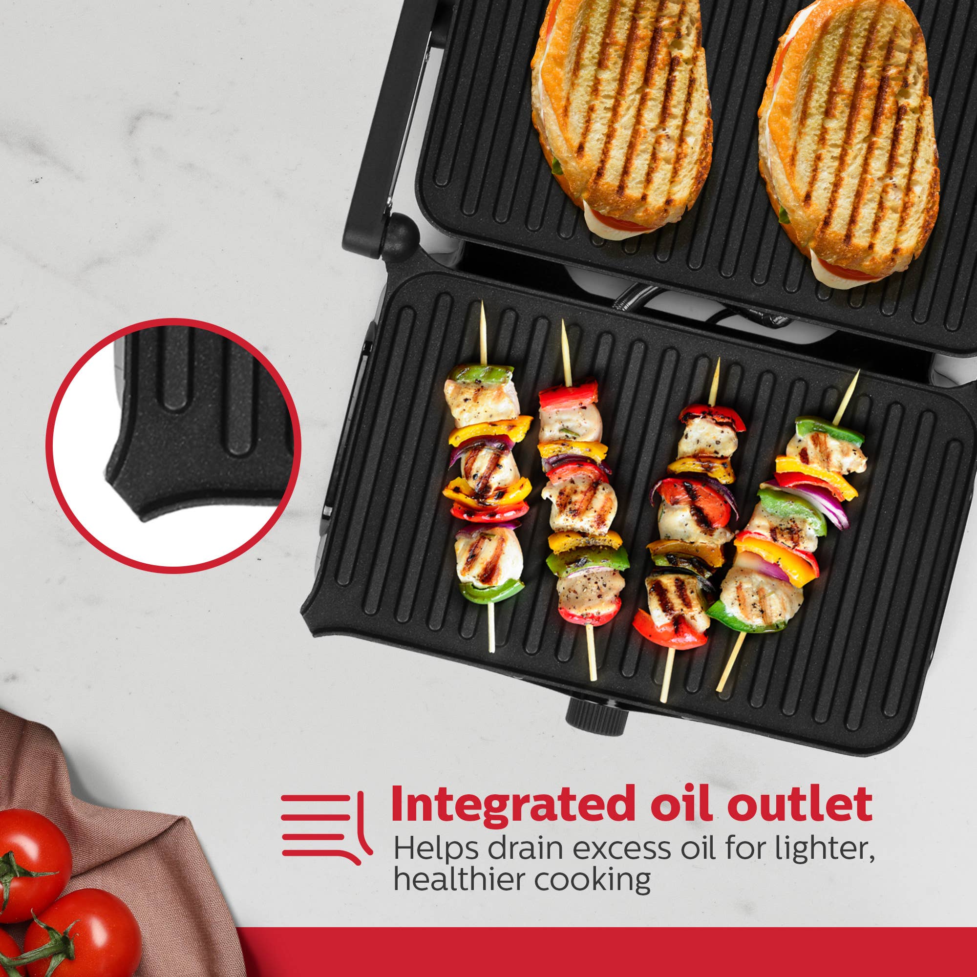 2-SLICE STAINLESS STEEL PANINI PRESS + 180° OPEN FLAT GRILL for wholesale on Faire5