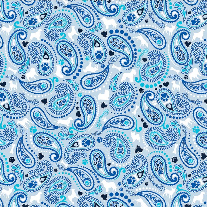 Bandanna - 22" MADE IN USA - Dog Paisley Blue Pets for wholesale by The Bandanna Company