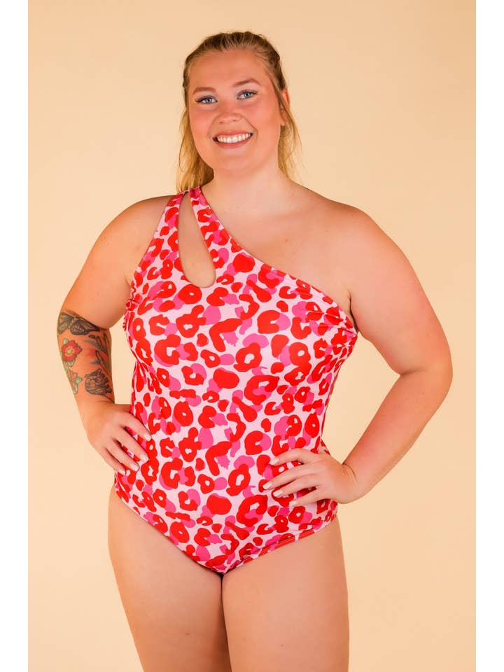 Multi The Victoria Pink and Red Leopard One Piece for wholesale on Faire3
