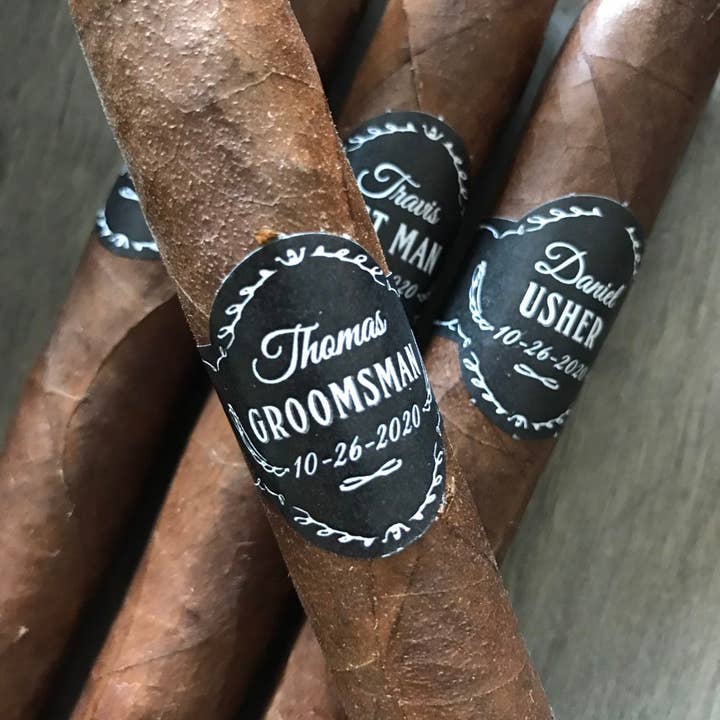 Paprika Paperie - Vente Textes pour étiquette cadeau - Bandes pour cigares personnalisées pour témoins et meilleur homme - Lot de 16 - Étiquettes pour cigares de mariage2