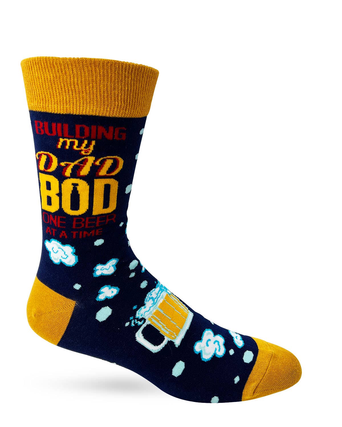 Fabdaz - Wholesale Socks - Men's - Building My Dad Bod One Beer At A Time Men's Novelty Crew So1