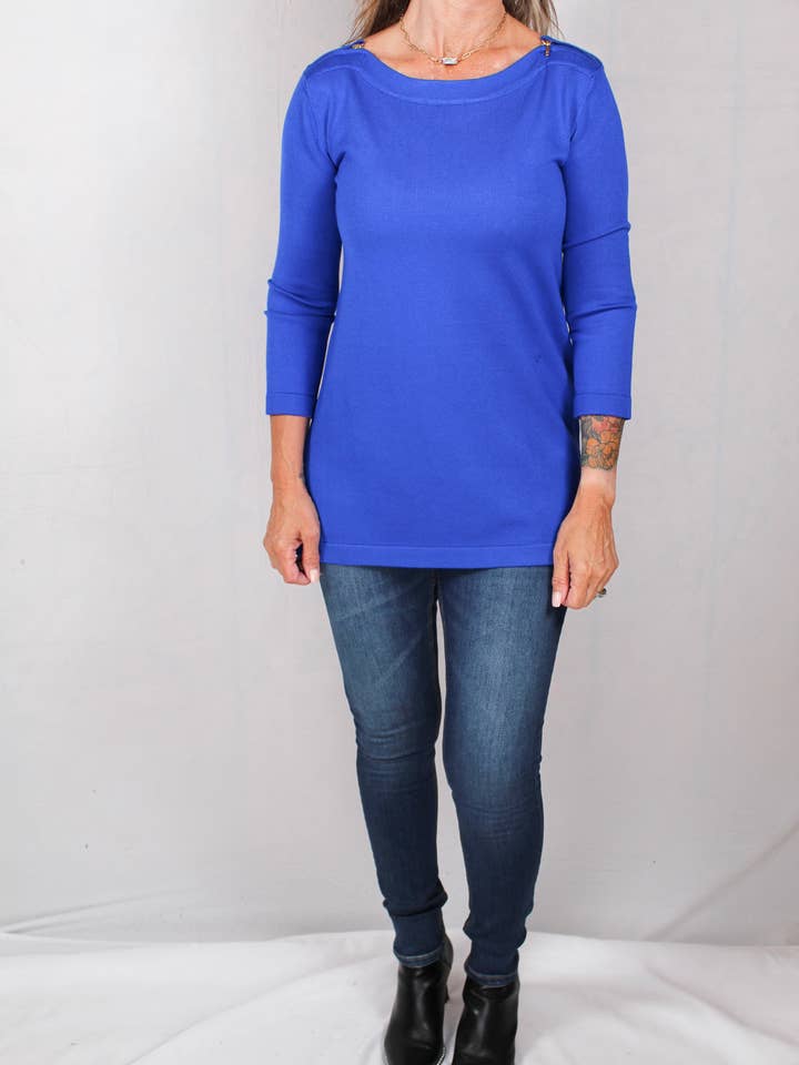 CG48168-A - Angelfish Blue - Tunic Sweater A658 for wholesale by K & C Clothing, Inc.