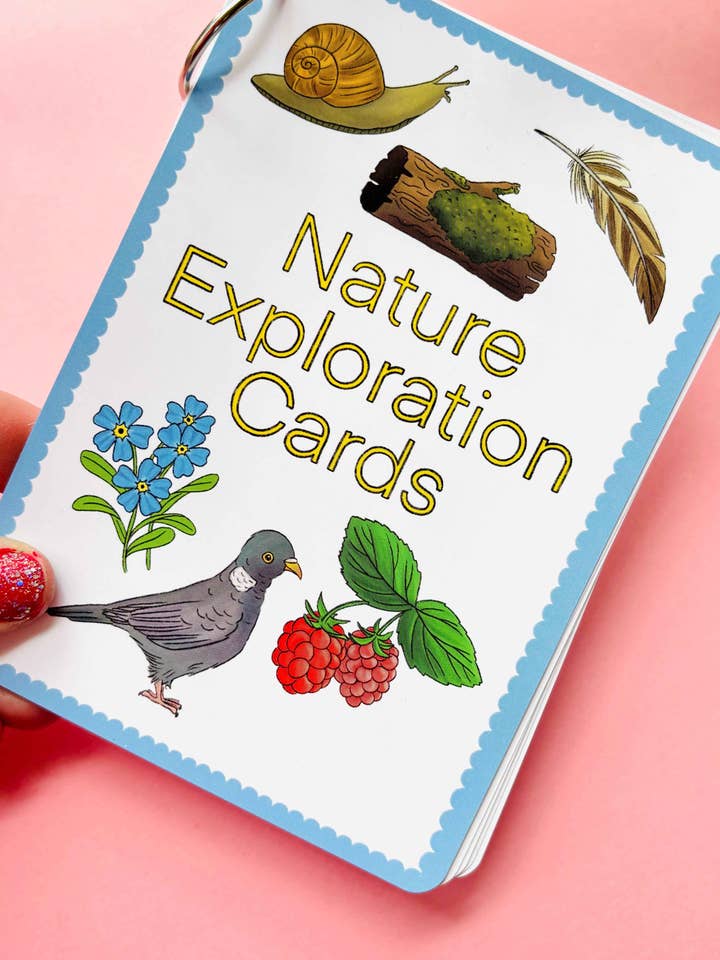 Nature Explorer Scavenger Hunt Cards- Illustrated Educational Activity Cards for Kids for wholesale by Pixiecraft