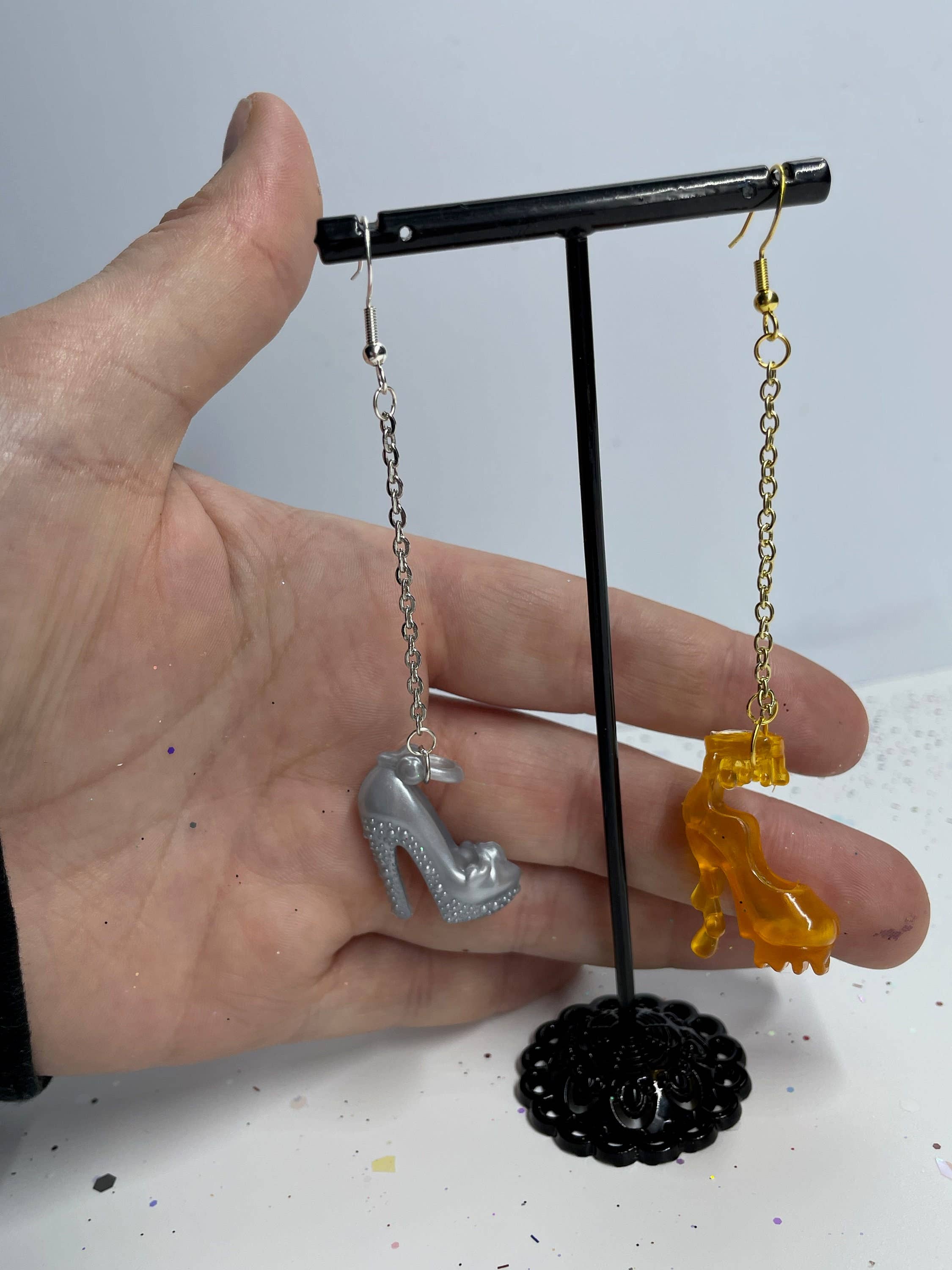 R59Creates - Wholesale Dangle Earrings - Cute Lil Barbie Doll Shoe Earrings! Available In 52 Different Types & Gold + Silver Normal Or Drop Chain Hardware!!9