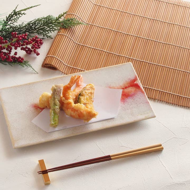 Asamoya 10.8” Rectangular Plate Red for wholesale by Sensui