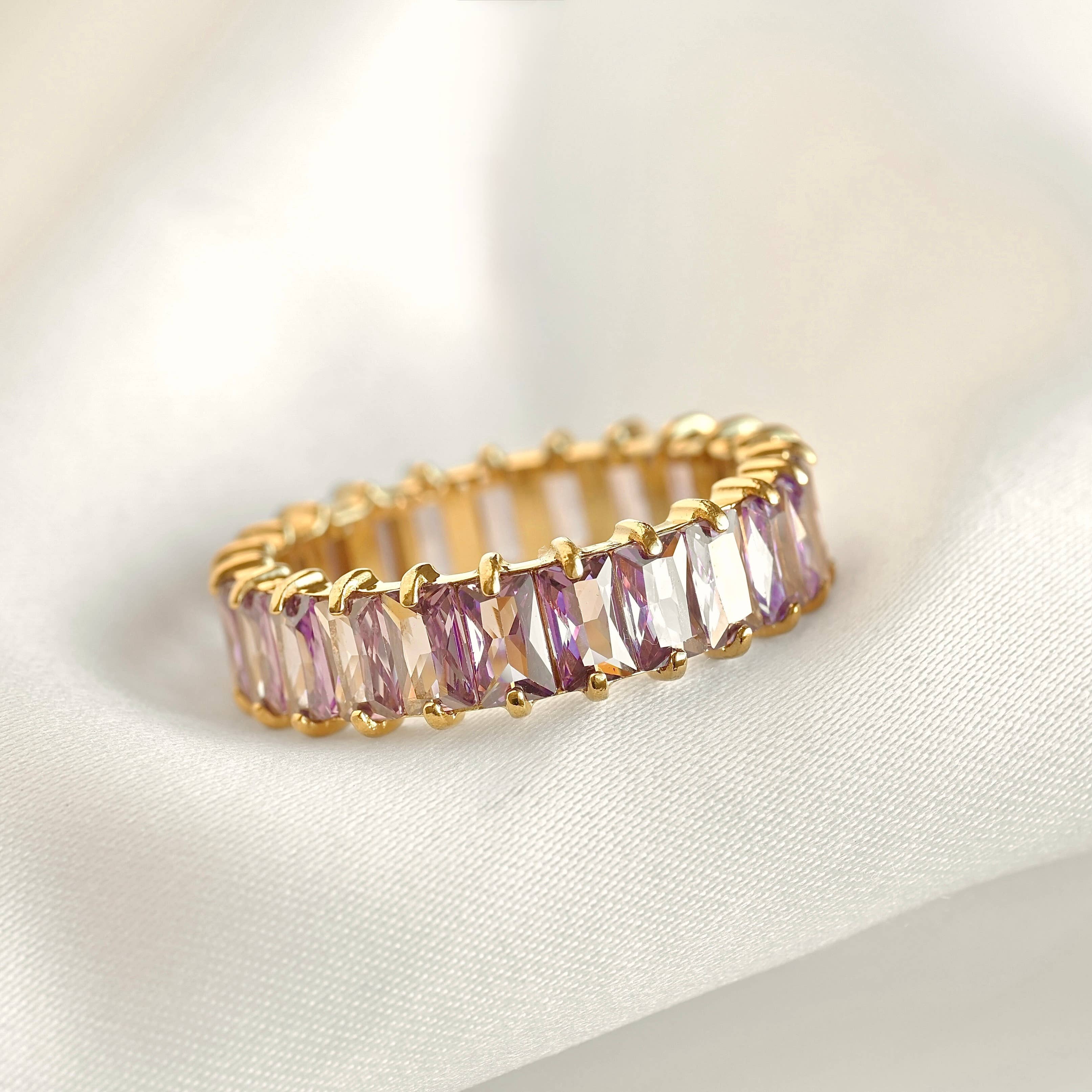 Blueyejewelry - Wholesale Multi-Stone Ring - Baguette Diamond Ring - Wide Baguette-cut CZ Ring 13