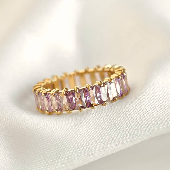 Blueyejewelry - Wholesale Multi-Stone Ring - Baguette Diamond Ring - Wide Baguette-cut CZ Ring 13