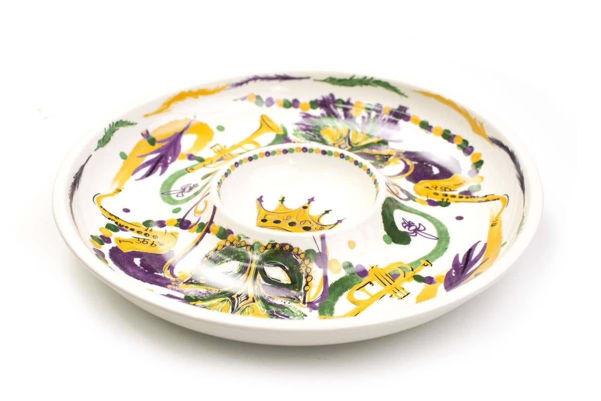 THE PARISH LINE – wholesale Platter – Chip & Dip - Mardi Gras Mask