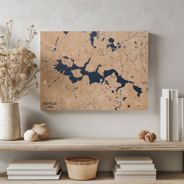 Carte personnalisée du lac Devils Lake Dakota du Nord pour la vente par Benoit's Design Co.