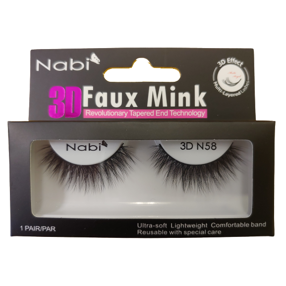 Nabi Cosmetic - Wholesale False/Fake Eyelashes - 3D N58 - Nabi 3D Faux Mink Eyelash 12PCS/PACK0