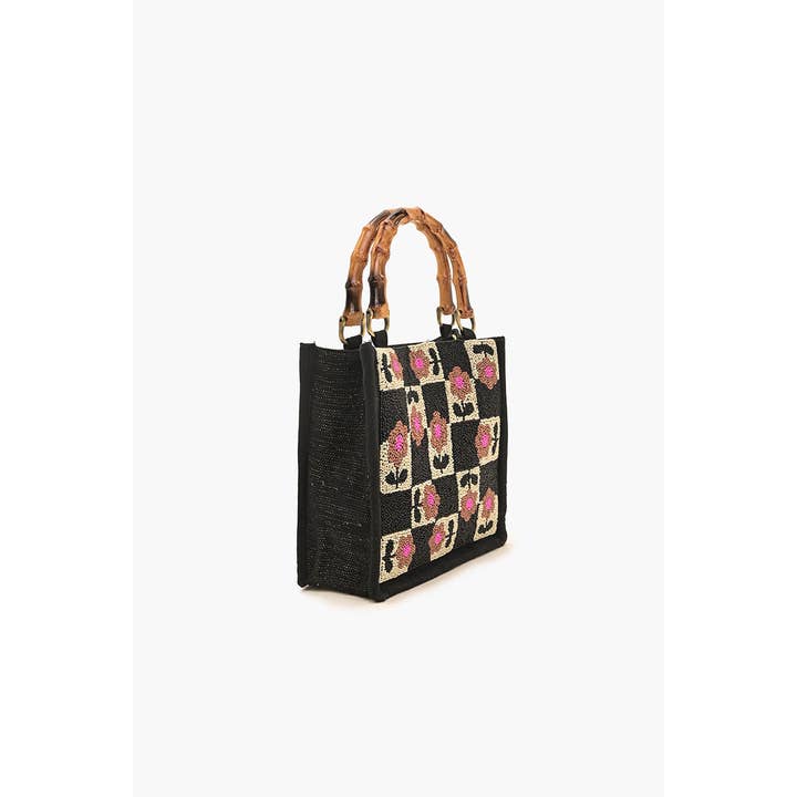 America & Beyond – wholesale Tote bag – Women's – Geo Floral Beaded Hand Tote2