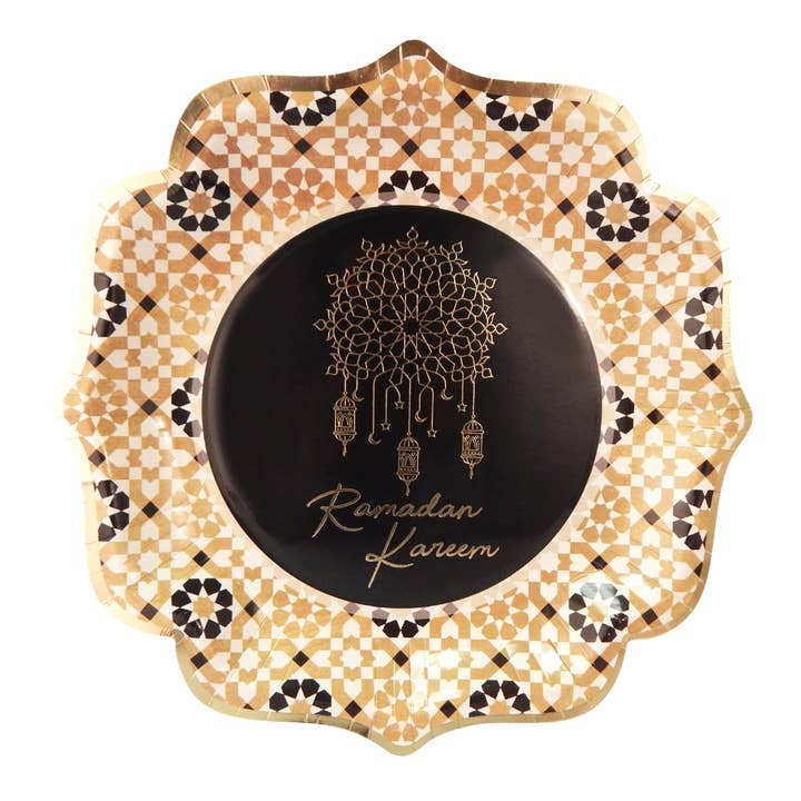 Ramadan Kareem Party Plates (10pk) - Black & Gold for wholesale by Peacock Supplies
