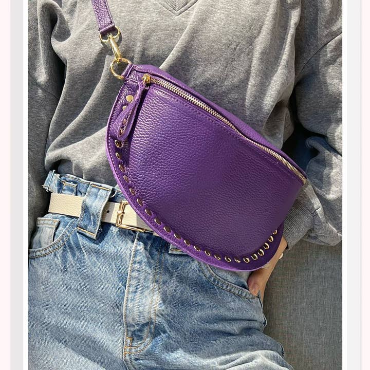 Z et Z - Wholesale Belt Bag - Women's - Studded grained leather fanny pack7