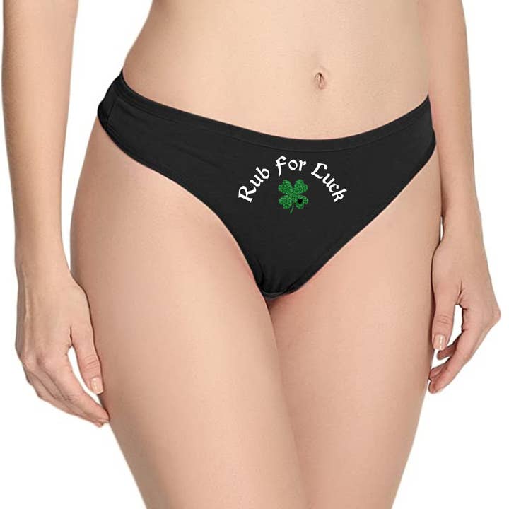 Rub For Luck Cotton Thong Panties for wholesale by Bound Kitten