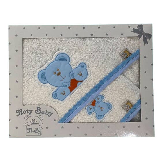 hooded towel and bath mitt set for baby for wholesale by Noty Baby