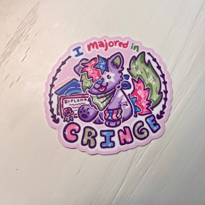 Woolblossom - Wholesale Sticker - I Majored in CRINGE Sparkledog ~ Sticker1