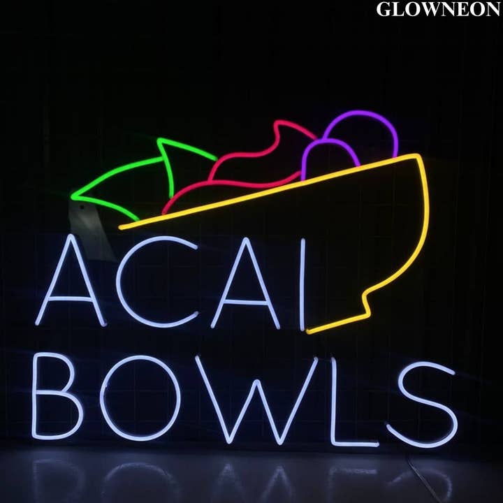 Glow Neon - Wholesale Neon Sign - Acai Bowls Led Sign, Fruit Brazilian Acai Bowl Shop Wall Art