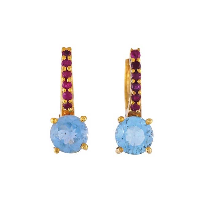 "Straight Passage" Topaz & Ruby Sterling Silver Earring for wholesale by Misteerious Seed