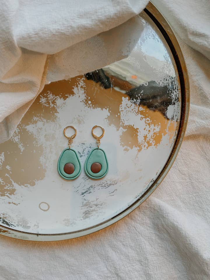Avocado CLAY EARRINGS | Lightweight | Durable for wholesale by River & Rose Co.