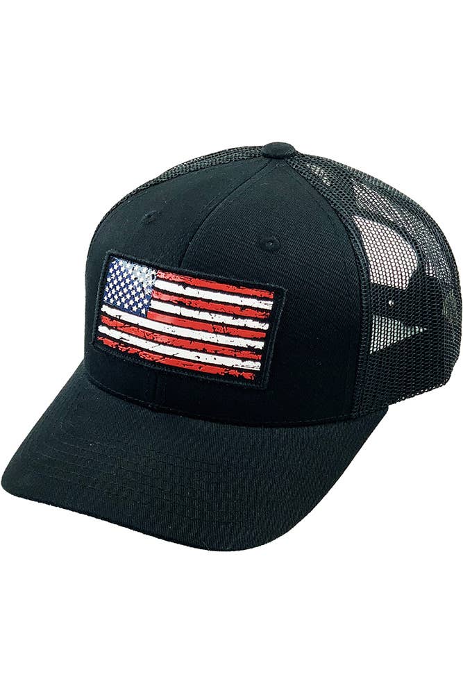 Hana - Wholesale Trucker Hat - Women's - Flag Flat UV Print Patch Mesh Back American Flag Ballcap18
