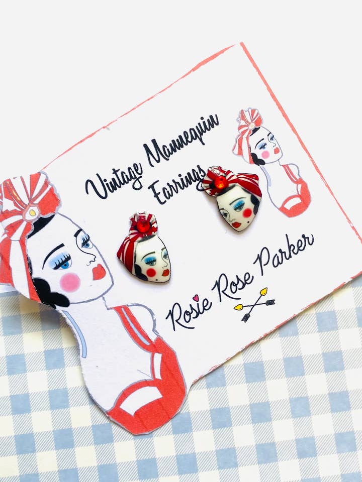 Leuke vintage retro studs, kleine rode studs, vintage studs voor wholesale door Rosie Rose Parker