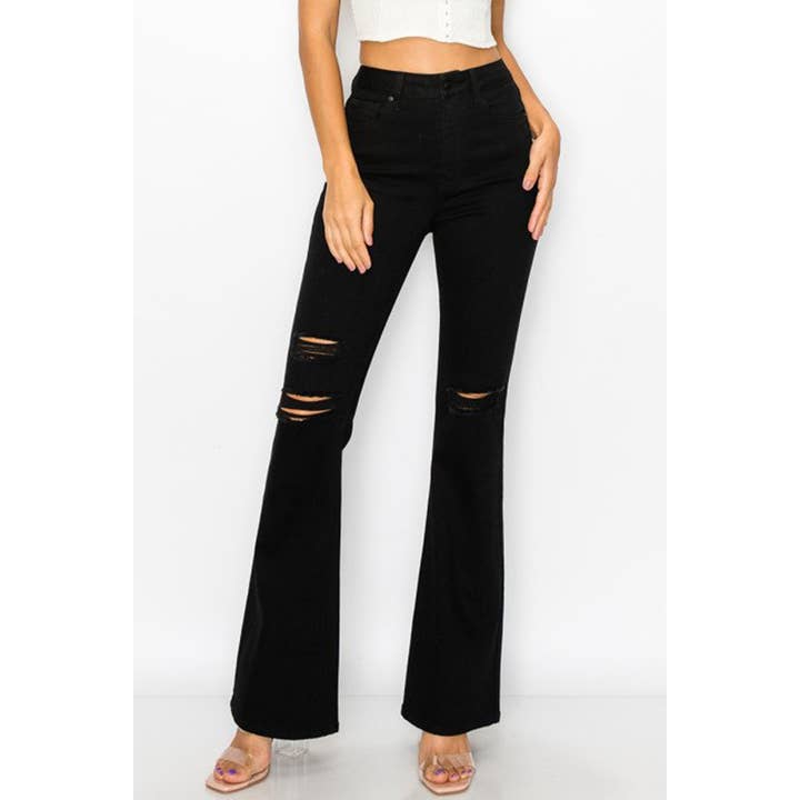 Timeless – wholesale Jeans – Women’s – DESTRUCTED FLARE DENIM JEANS PANTS8