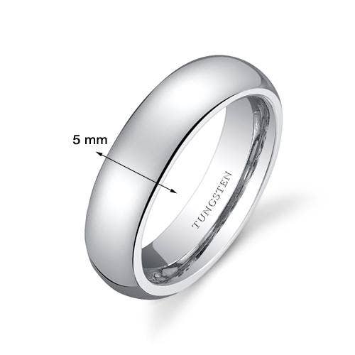Peliani - Wholesale Band/Stacked Ring - Classy 5mm Dome Style Women's Premium Tungsten Band Size 6.51