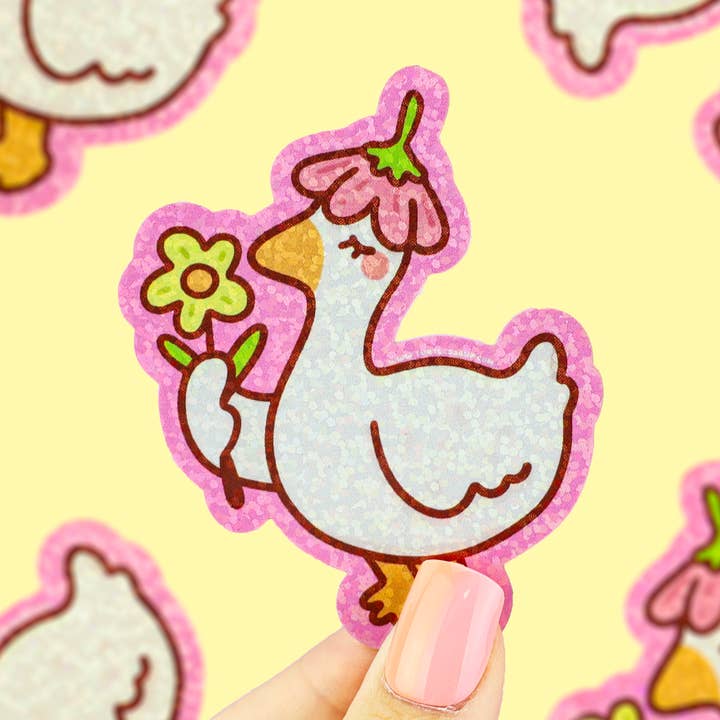Turtle's Soup - Wholesale Sticker - Floral Duck | Glitter | Holo | Ducky | Flower | Sticker0