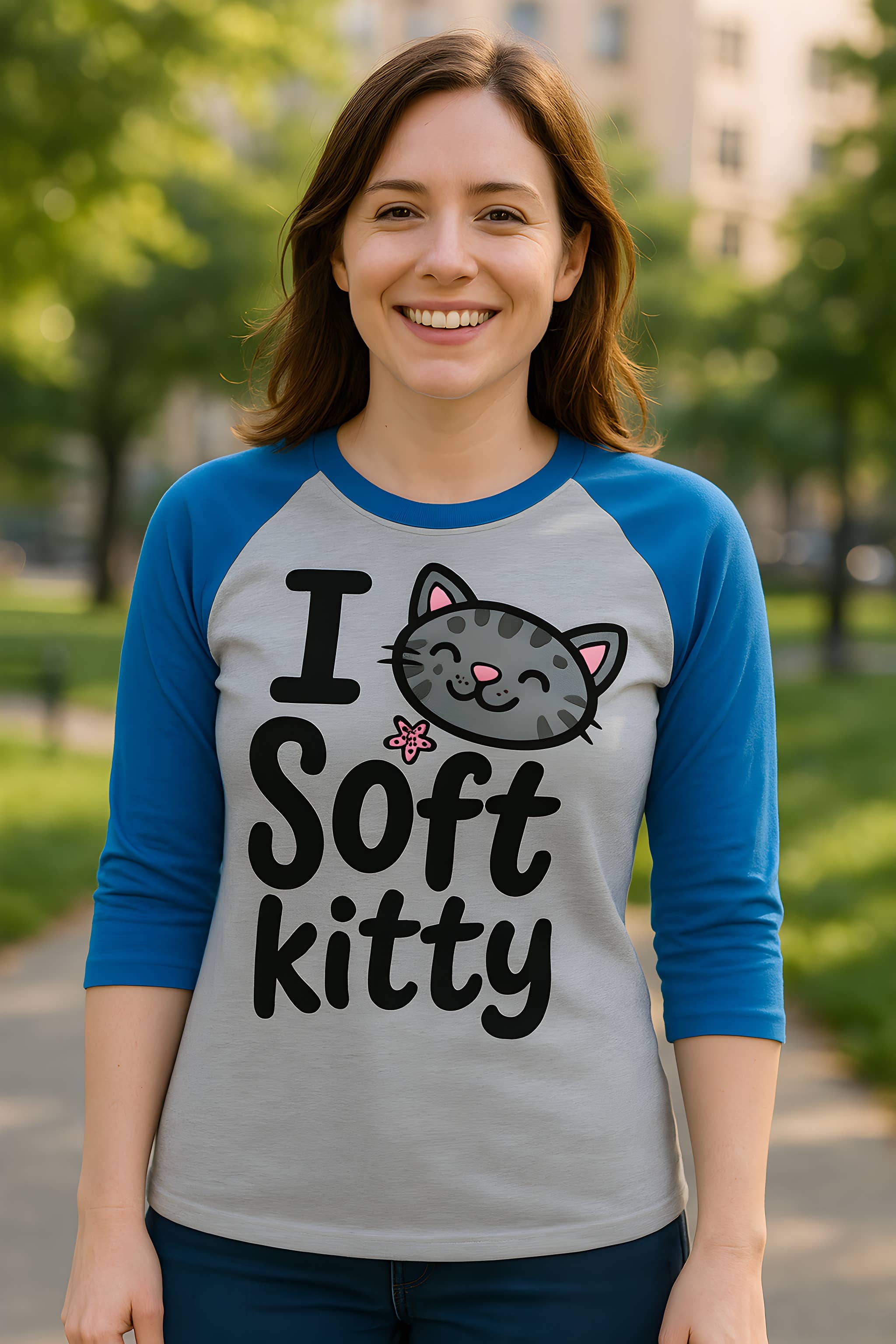 Official Store – wholesale Screen printed t-shirt – Women′s – Big Bang Theory - Soft Kitty Women's Juniors Baseball Tee1